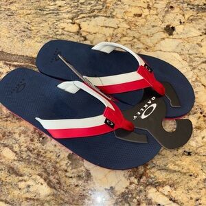 Oakley Navy and Red Flip Flops
